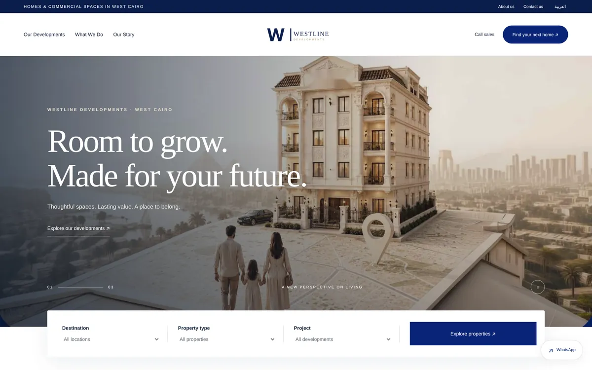 Westline real estate website concept, desktop